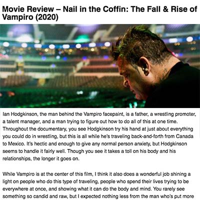 Movie Review – Nail in the Coffin: The Fall & Rise of Vampiro (2020)